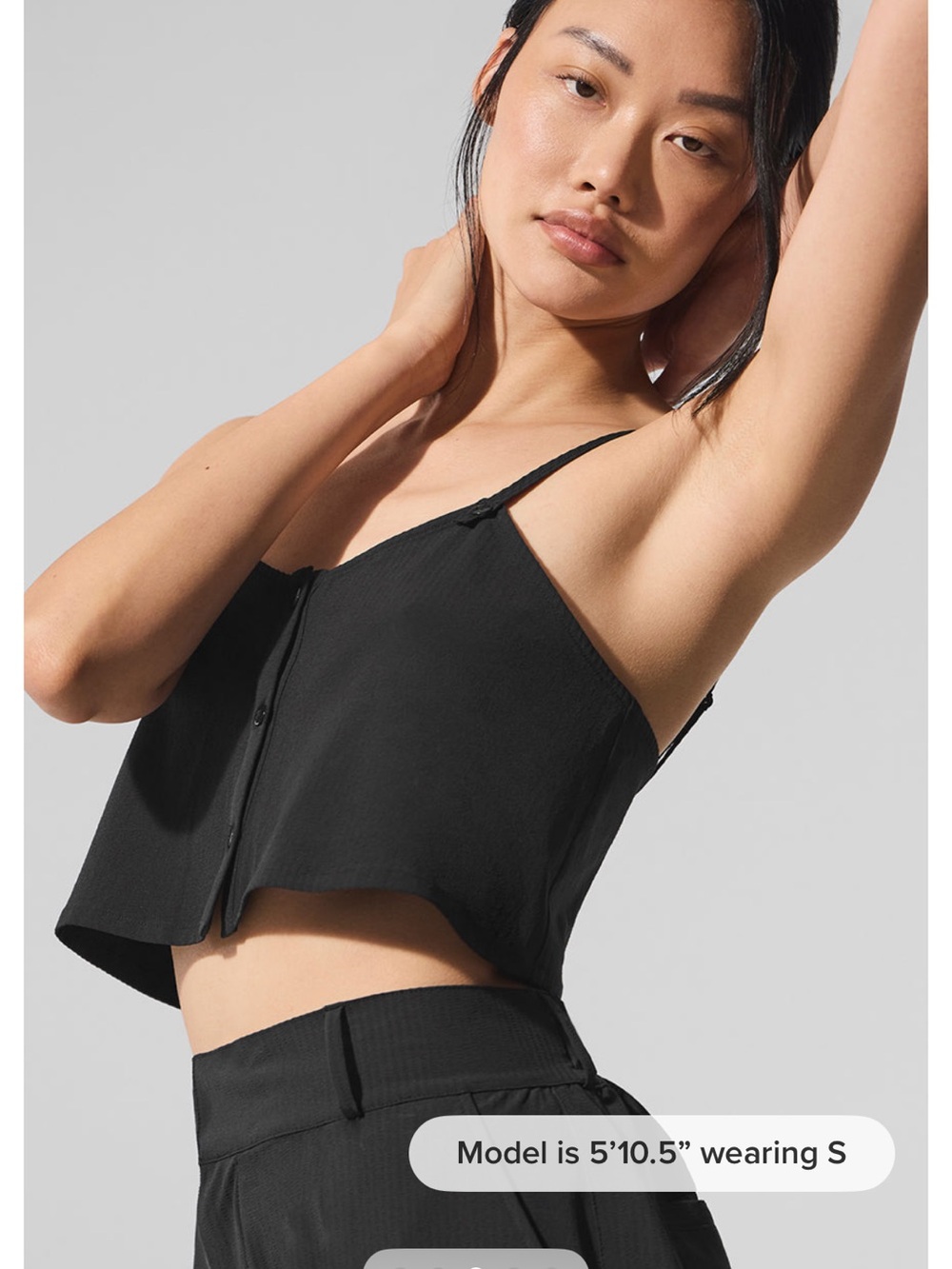 ALO Yoga Black Button-Front Crop Cami